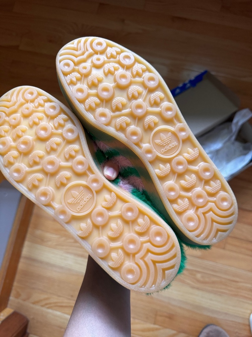 Adidas Gazelle Indoor- Green with Pink-Trim Sneakers - Picture 6 of 13